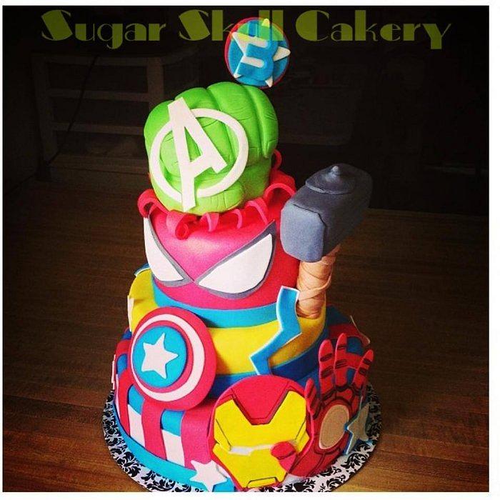 Hulk,Spider-Man,Captain America,Iron Man & Thor cake .