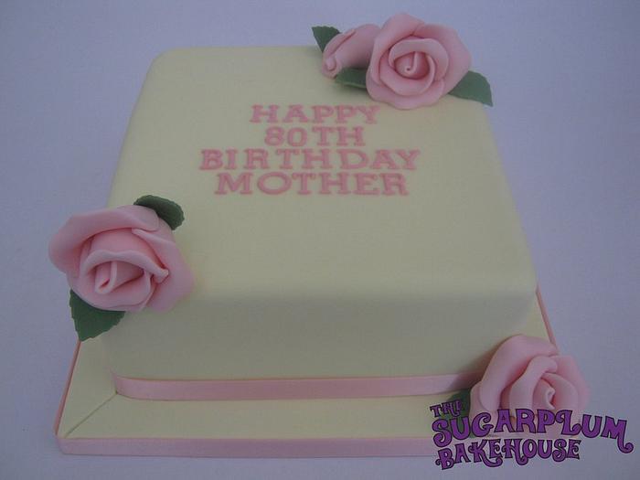 Lemon and Pink Square Rose Cake
