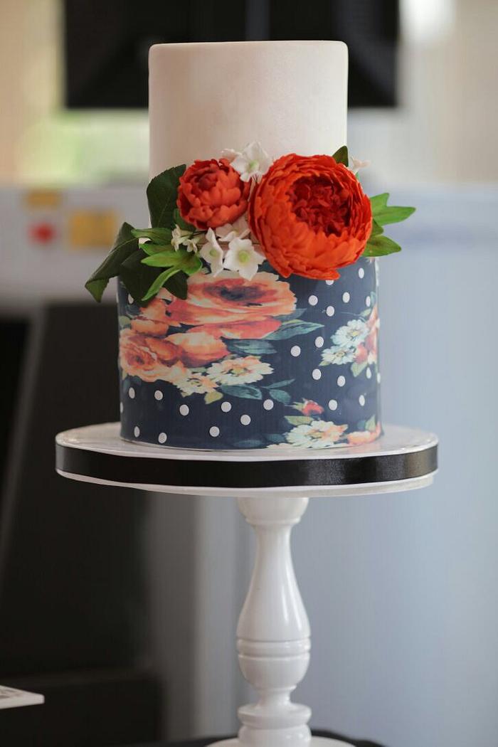 Semi open peony wedding cake 