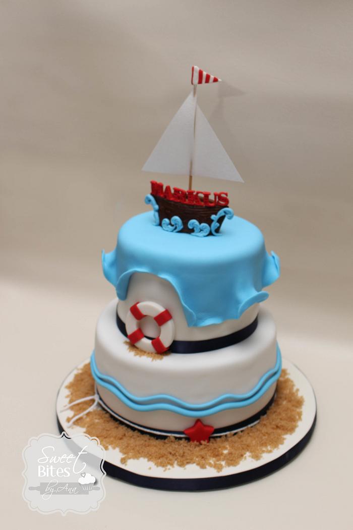 Nautical Themed First Birthday cake
