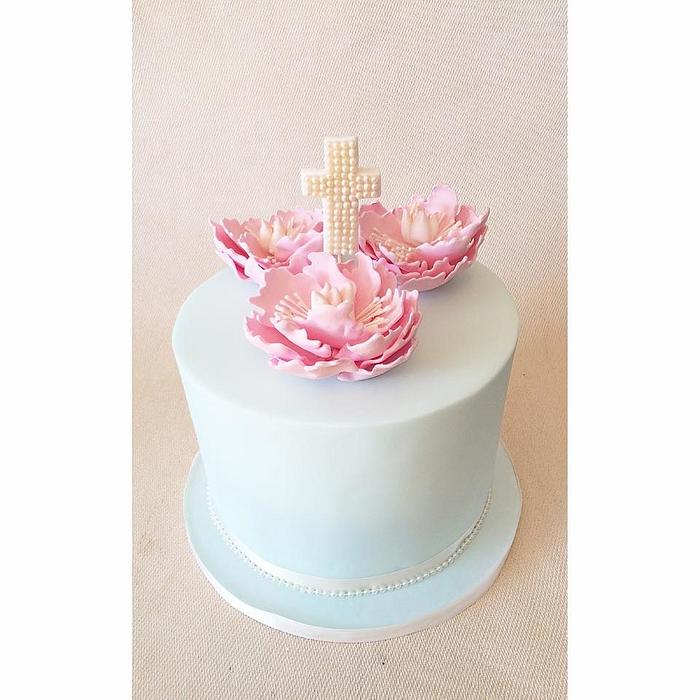 Clean and simple Christening Cake