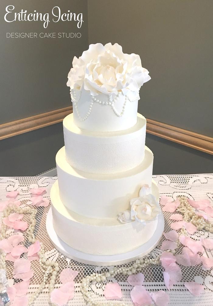 Modern Meets Vintage Buttercream Wedding Cake