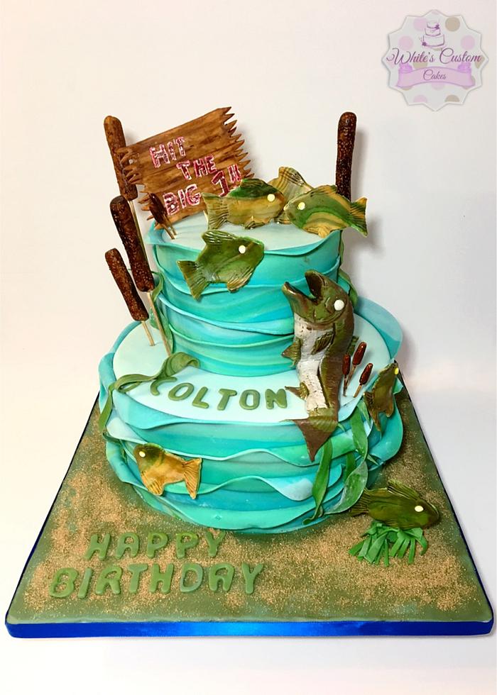 Fishing First Birthday - Decorated Cake by Sabrina - - CakesDecor