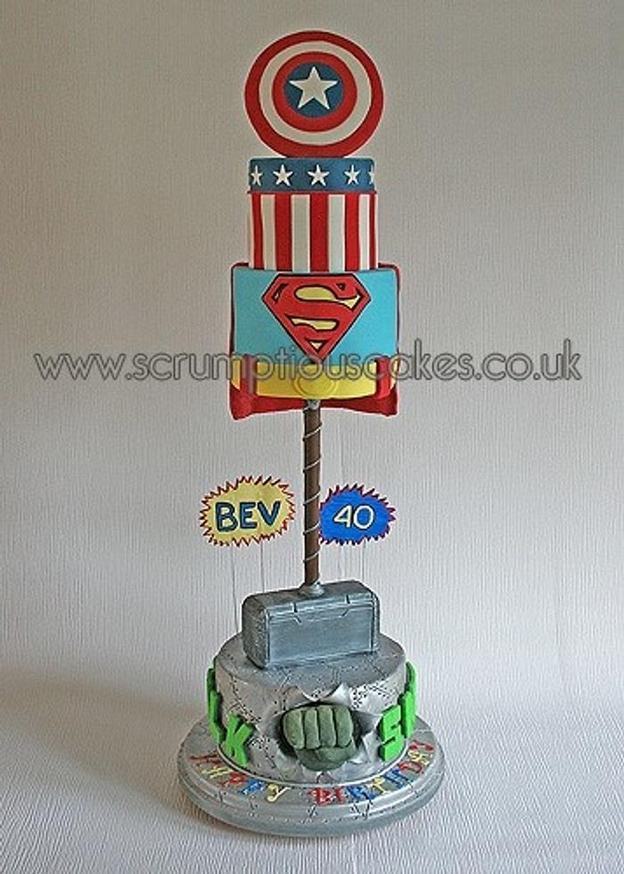 Super Hero 40th Birthday Cake