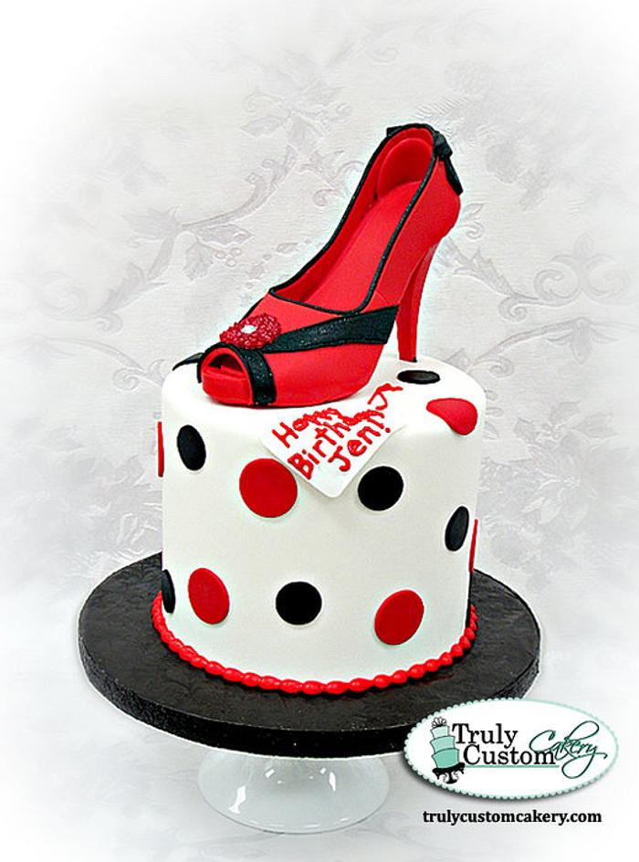 Red and Black Shoe cake