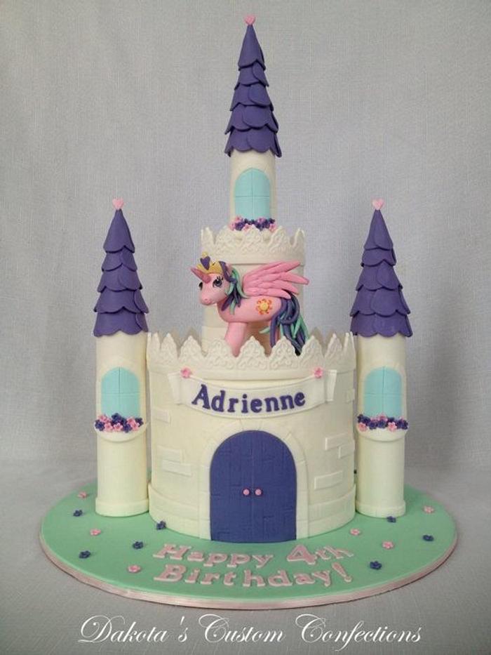 My little pony castle birthday cake