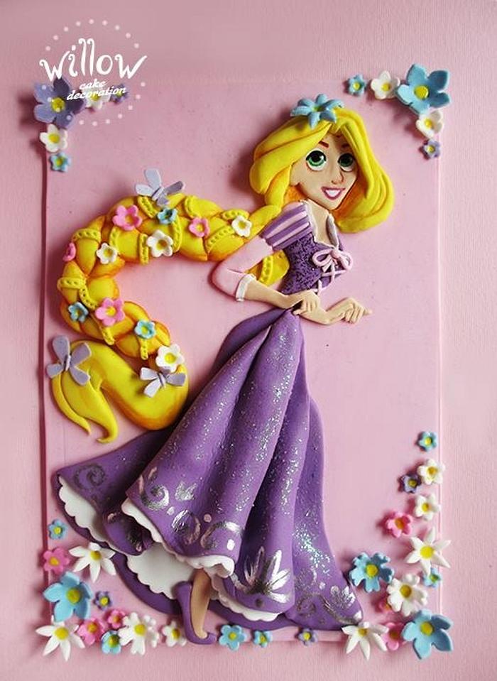 Rapunzel, 2D fondant cake decoration