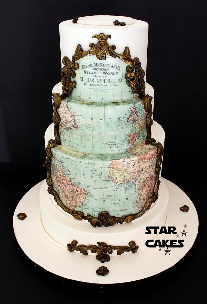 Vintage Map Wedding cake