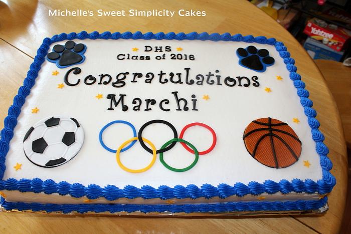 Special Olympics Themed Graduation Cake