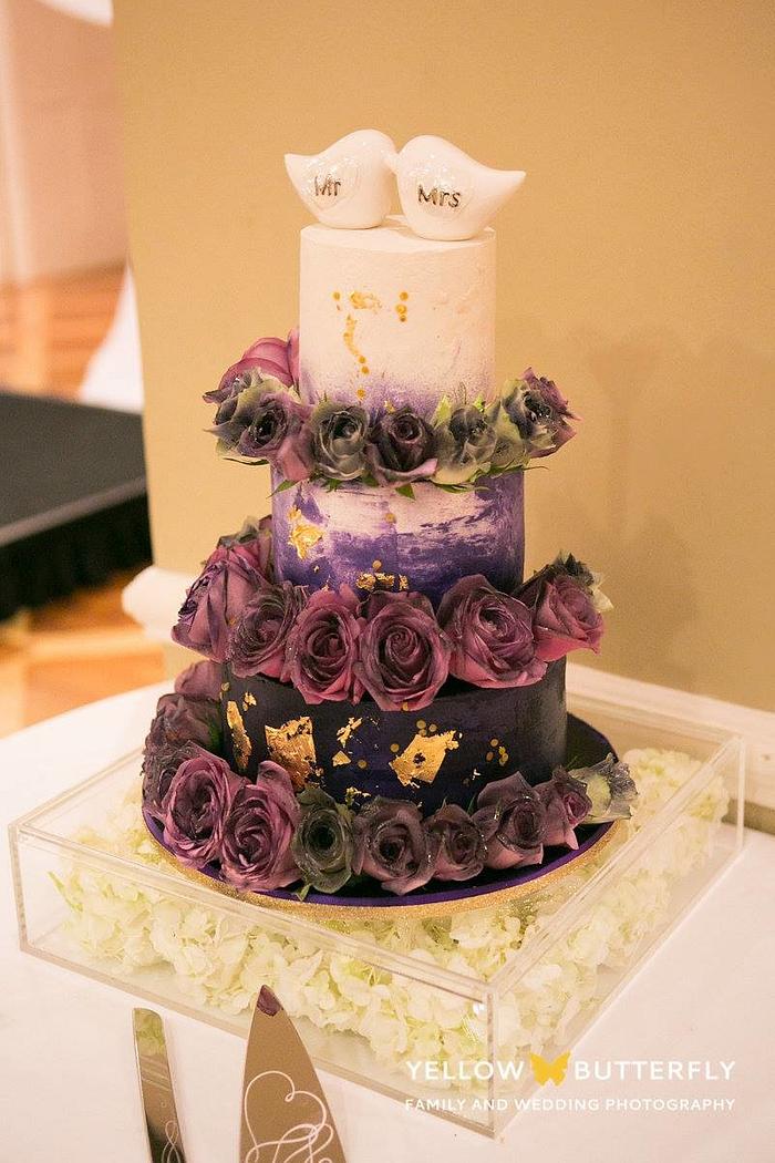 Buttercream Wedding Cake with real roses 
