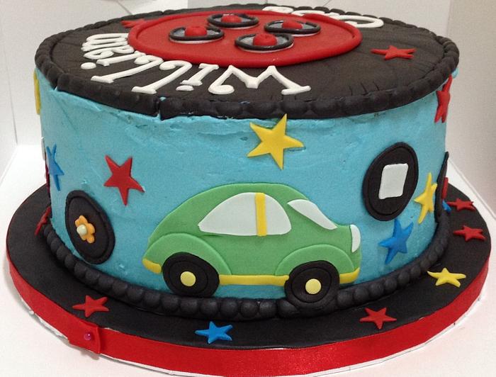 1st Birthday Mad About Wheels Cake