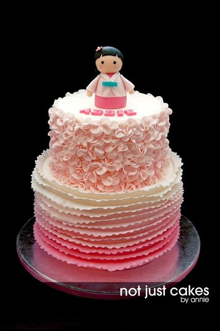 Pink Ruffle Themed Cake for abbie