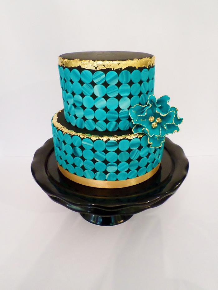 Wedding Cake - Teal and Gold