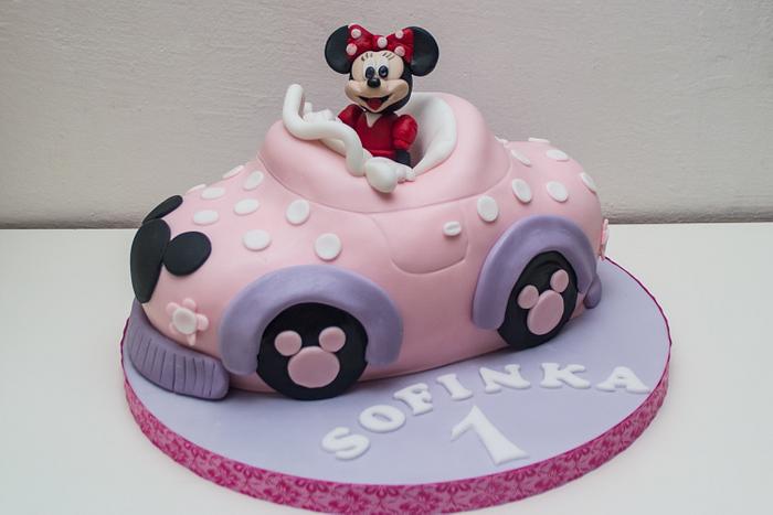 Minnie Mouse with a car 