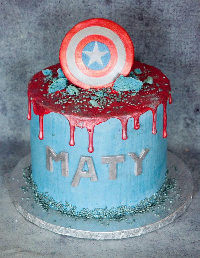 Captain America drip cake
