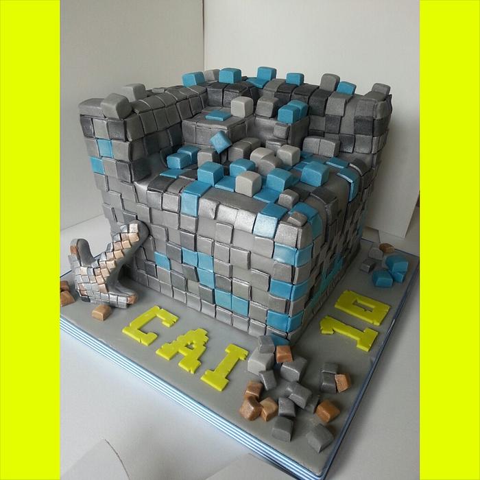 Minecraft Diamond Block cake