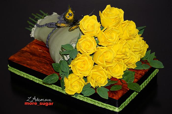 Yellow roses bouquet cake 