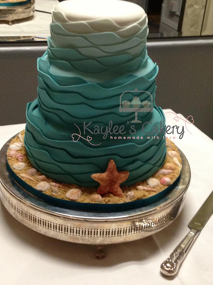 Seaside themed wedding cake 