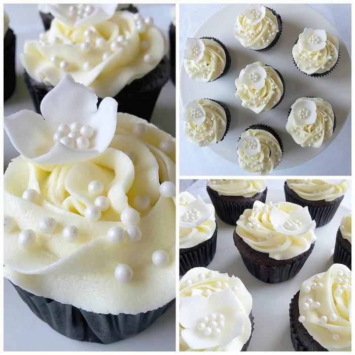 All-White Bridal Shower Cupcakes 