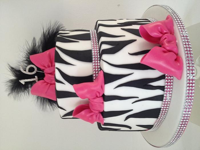 my 1st 2 tier cake Zebra Print