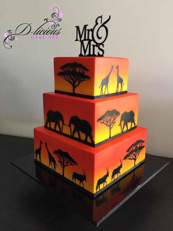 African Animal Themed Wedding Cake