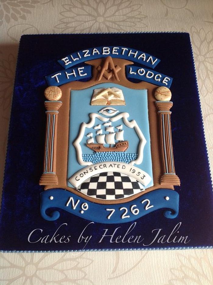 The Elizabethan Lodge Cake and plaque