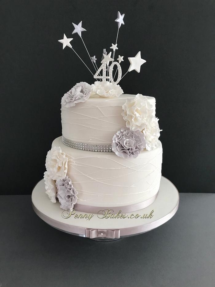 Elegant White and Grey Cake