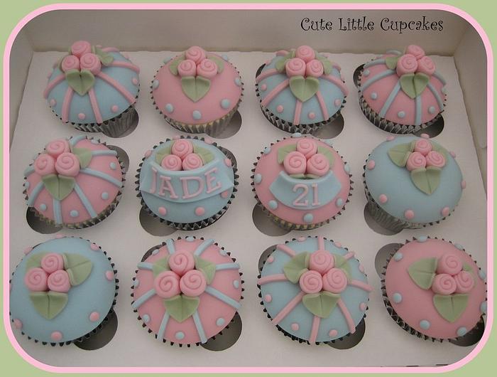 21st Birthday Vintage Rose Cupcakes