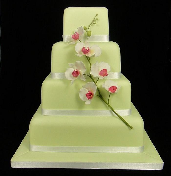 Green Orchid wedding Cake