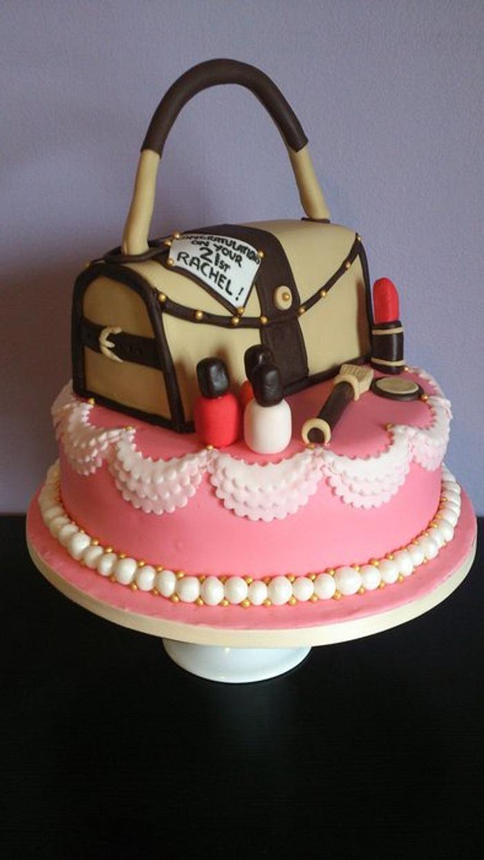 Handbag & Makeup 21st Birthday Cake