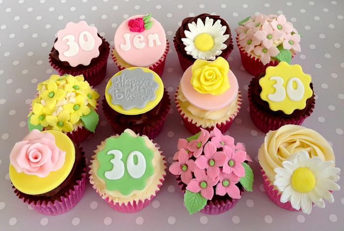flowery Birthday cupcakes
