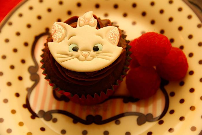 Aristocats Marie Chocolate Cupcakes and Raspberry