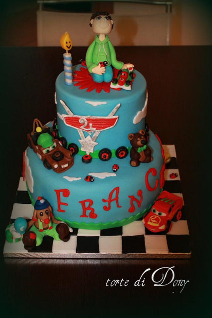 Birthday cake cars and toys