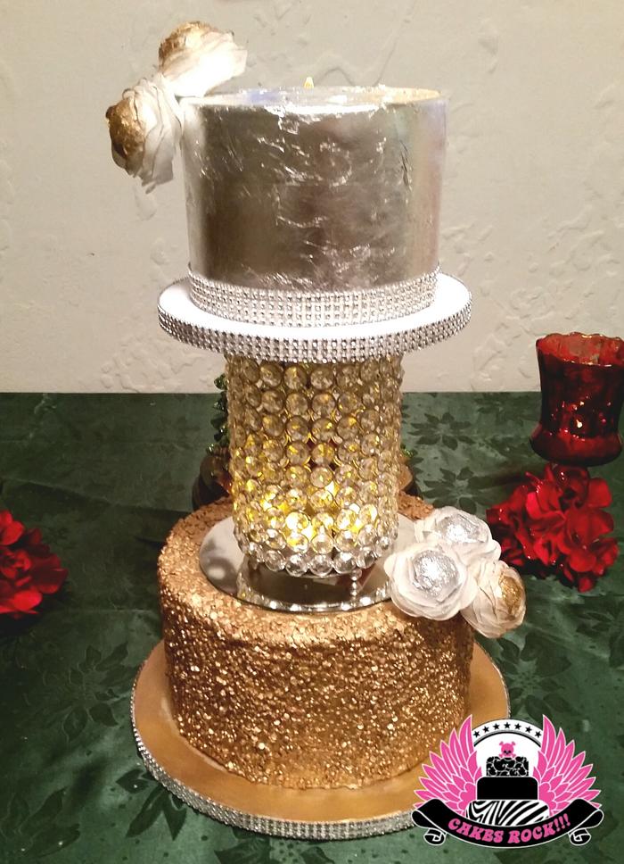 Silver & Gold Bling birthday cake