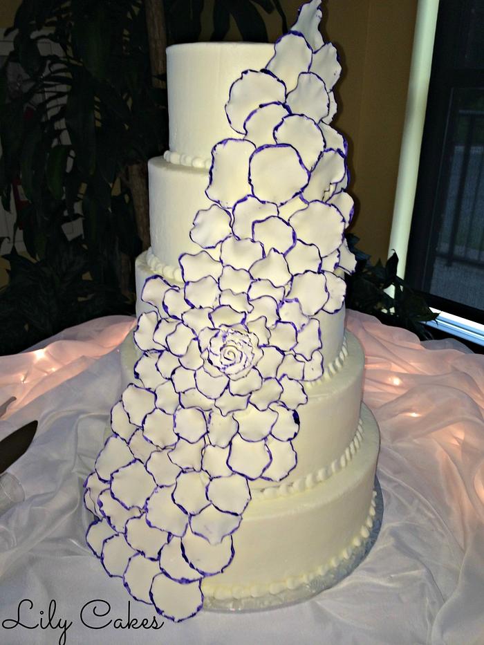 Rose petal wedding cake