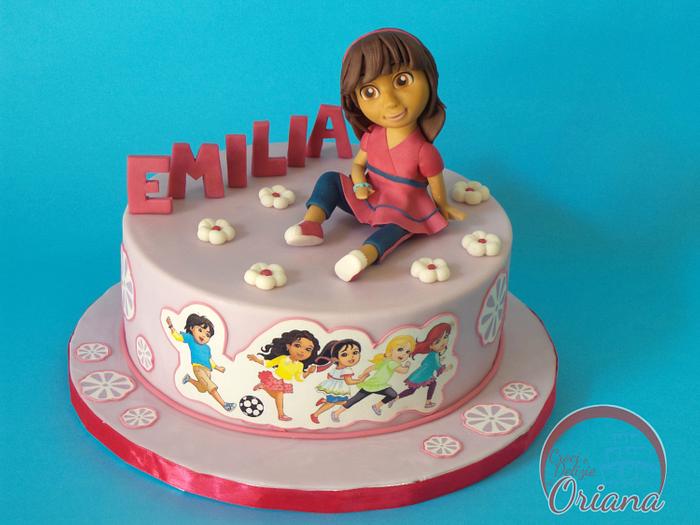Dora and friends in the city cake