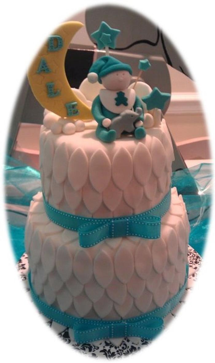 Feathered Baby Shower Cake