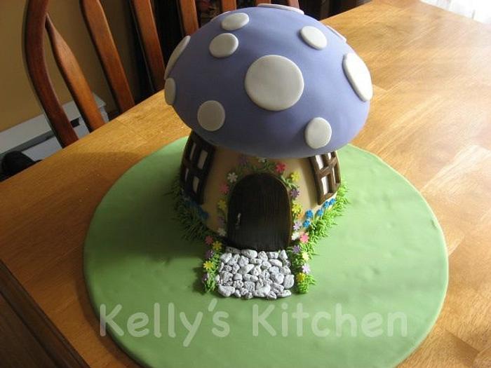 Mushroom house birthday cake