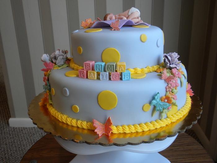 Baby Shower Cake: Butterfly & Dots