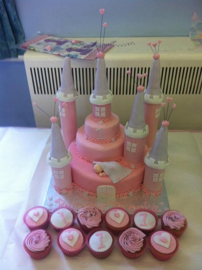 Sleeping Princess Fairy Castle Cake & Cupcakes