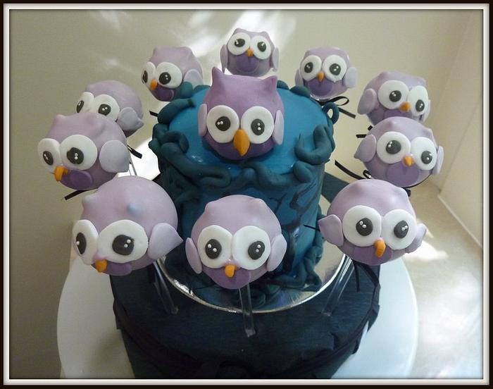 owl cake and owl cake pops