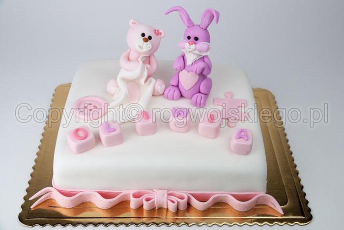 Bear and bunny on a cake ;) / Tort z Misiem i Zajączkiem