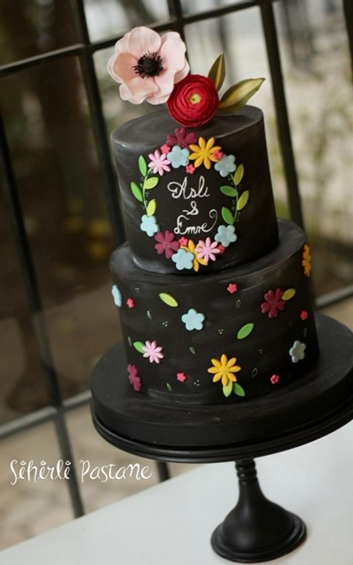 Colourful Chalkboard Cake