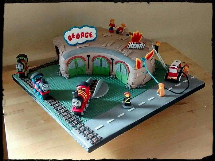 Thomas and Lego cake