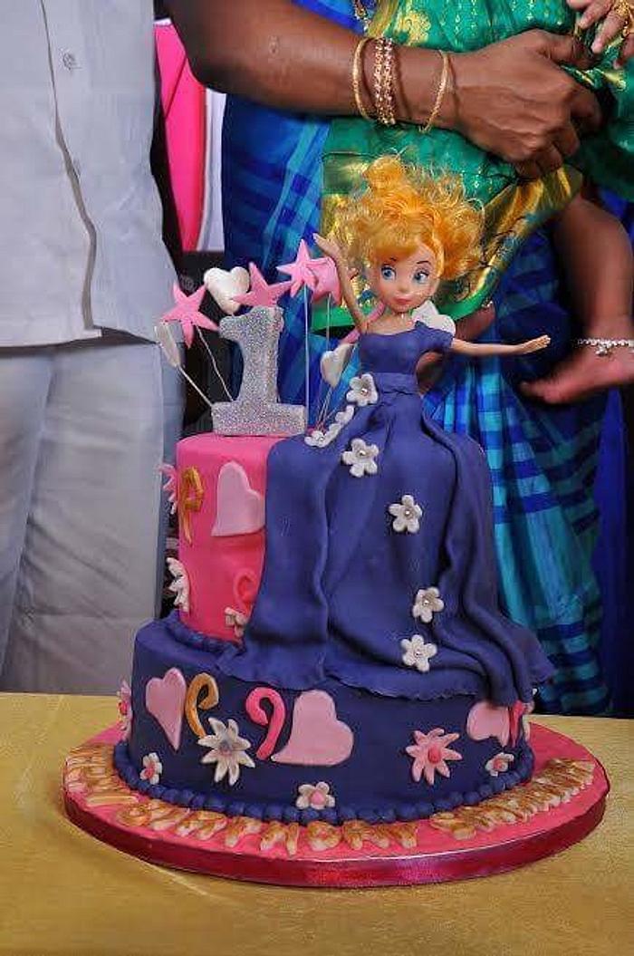Two tier barbie theme cake 