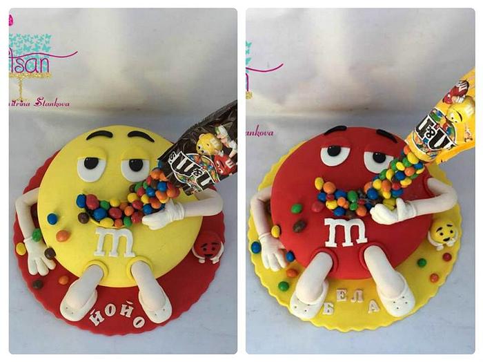 M & M cakes for twins