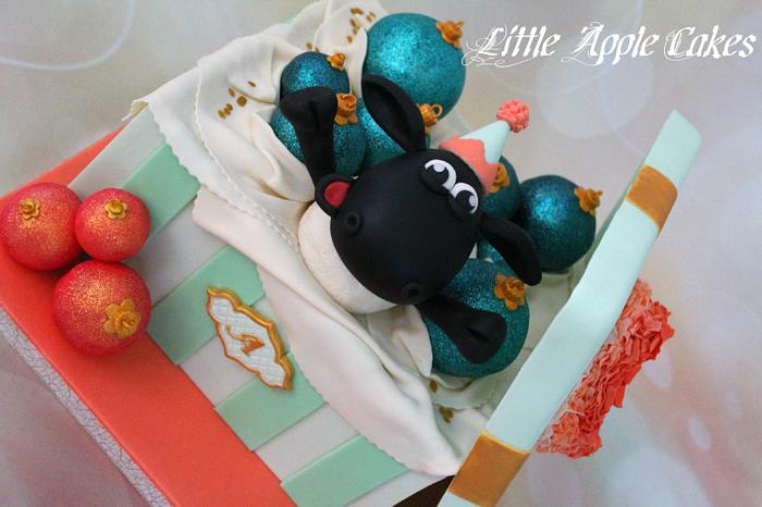 Ornament gift box cake with Timmy Time surprise