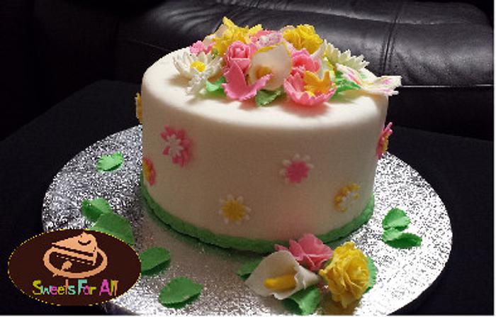 Fondant and gumpaste flower cake 