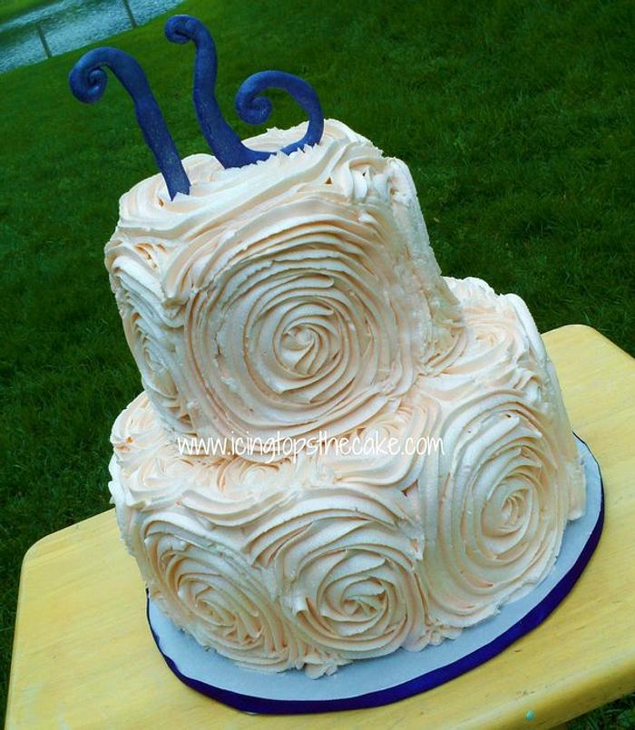 Large Buttercream Rose 2 Tier Cake
