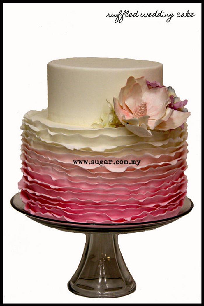 2 tiered Ombre Ruffled Cake
